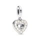 thumbnail image 2 of Dangle Charm Pandora Pearlescent White Heart Double Dangle, 2 of 2