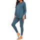 thumbnail image 4 of Conjunto de Pijama de Manga Larga para Mujer INSPIRE CHIC, Suave Conjunto de 2 Piezas para Dormir y Descansar con Pantalones a Juego S Azul, 4 of 6