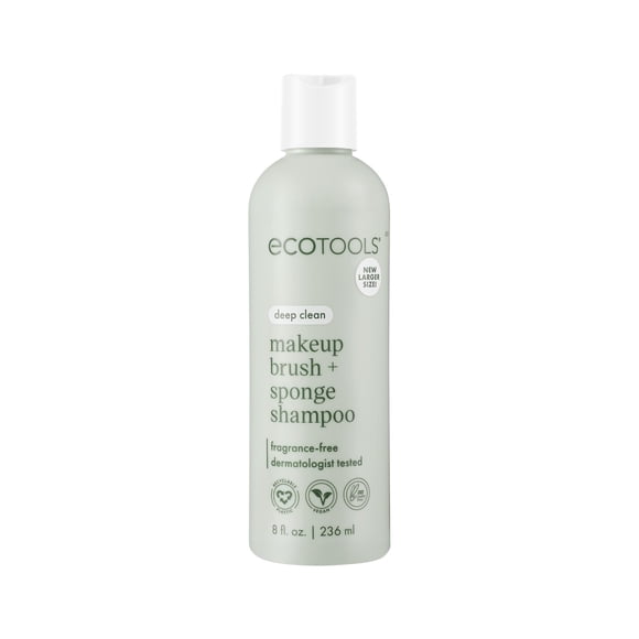 Brocha de maquillaje con esponja y champú EcoTools, botella de 236 ml