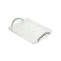 Magideal - Bandeja Rectangular Para Servir, Organizador De Tocador De Baño Con Asas, Bandeja De Almacenamiento De Joyas, Plato De Fruta Para El Hogar, Encimera Borde Plateado Transparente.