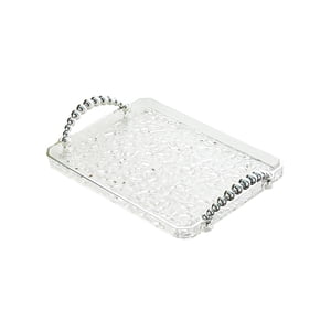 Magideal - Bandeja Rectangular Para Servir, Organizador De Tocador De Baño Con Asas, Bandeja De Almacenamiento De Joyas, Plato De Fruta Para El Hogar, Encimera Borde Plateado Transparente.