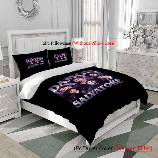 3pcs "The Vampire Diaries" Damon Salvatore Character Group Pattern Three-Piece Set Soft and Comfortable Bedding Suitable for All Seasons