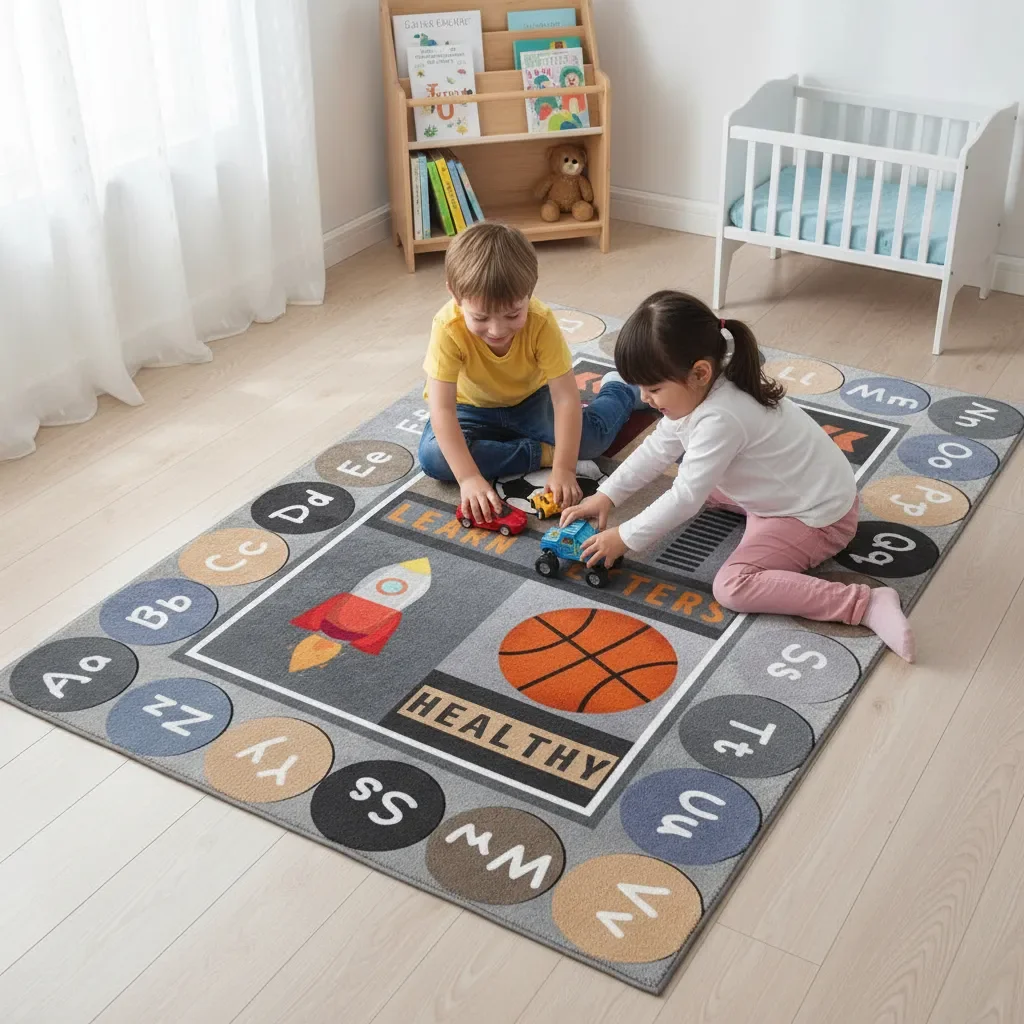 Casadeliacl - Alfombra Infantil Tiernos Diseños Decorativos 120x160cm Wym - 1.2 M - 1.6 M - Abcdef - Gris
