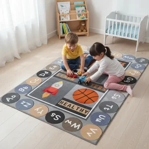 Casadeliacl - Alfombra Infantil Tiernos Diseños Decorativos 120X160Cm Wym - 1.2 M - 1.6 M - Abcdef - Gris