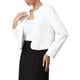 thumbnail image 4 of INSPIRE CHIC Chaquetas de Tweed para Mujeres Manga Larga Cuello Redondo Abierto Frente Chaqueta de Negocios L Blanca, 4 of 6