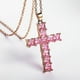 thumbnail image 4 of Elegant Pink Zircon Cross Necklace - Vintage Style Pendant Necklace in 925 Silver Plated, 4 of 5