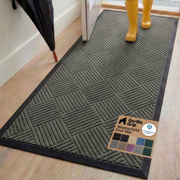 GORILLA GRIP WeatherMAX Felpudo, Uso interior y exterior, 72 x 24 pulgadas (183 x 61 cm), Diamante gris