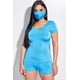 thumbnail image 1 of Mono De Manga Corta Sólido Con Escote Redondo Y Mascarilla 2 Piezas Thin Blue Line Azul S, 1 of 4