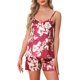 thumbnail image 1 of Conjunto de salón de satén sin mangas para mujer INSPIRE CHIC Camiseta de tirantes Ropa de dormir Pijamas L Flores rojas y blancas, 1 of 6