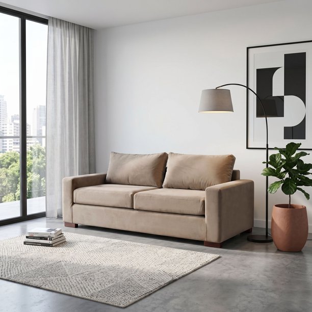Sofá Livorno 3C Resortes Pocket Tela Velvet Beige