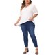 thumbnail image 2 of Agnes Orinda Blusas Casuales de Mujer Talla Grande Cuello en V con Mangas Abullonadas y Lunares Suizos 4X Blanco, 2 of 6