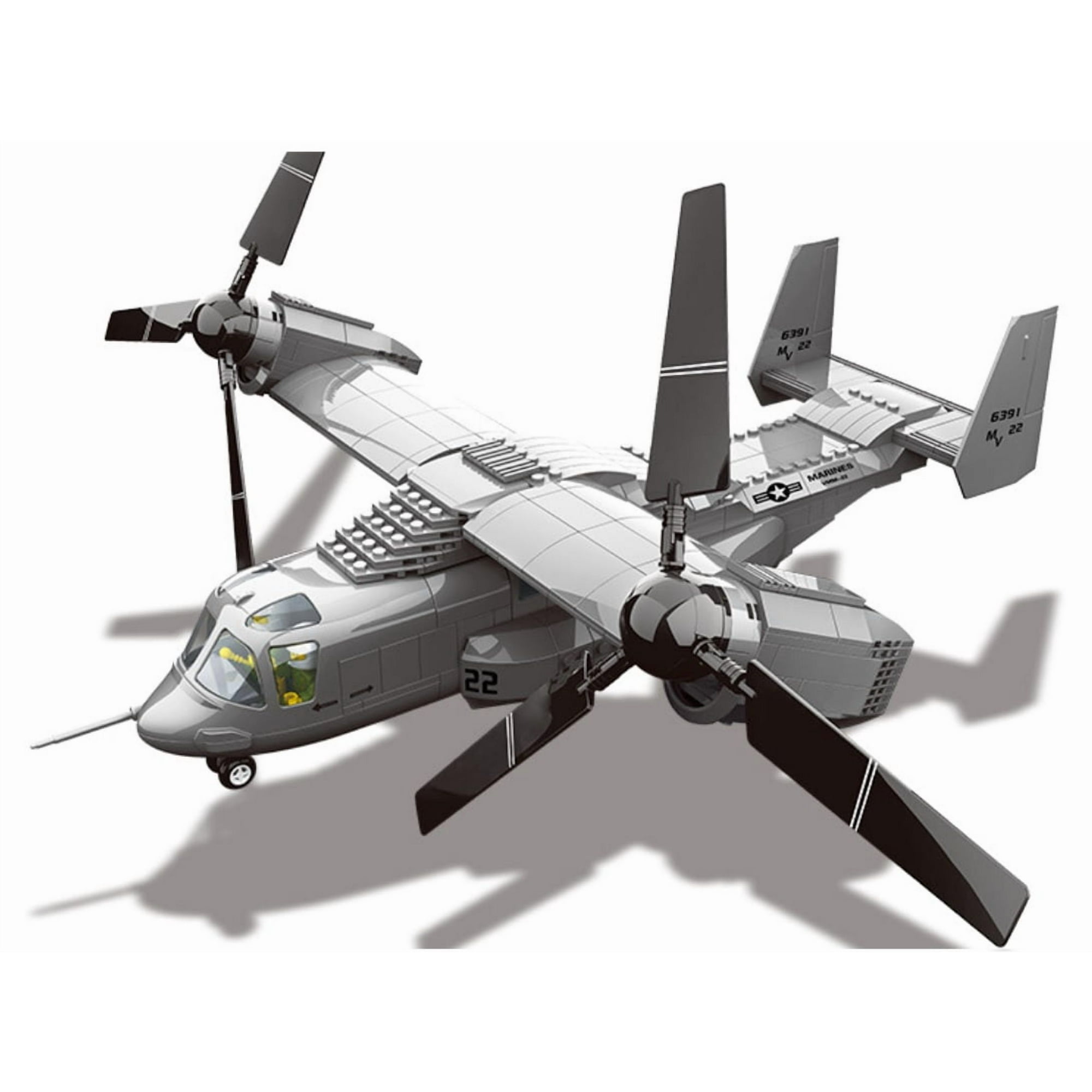 Wange - Avión Helicoptero Usmc V-22 Osprey, Compatible Lego