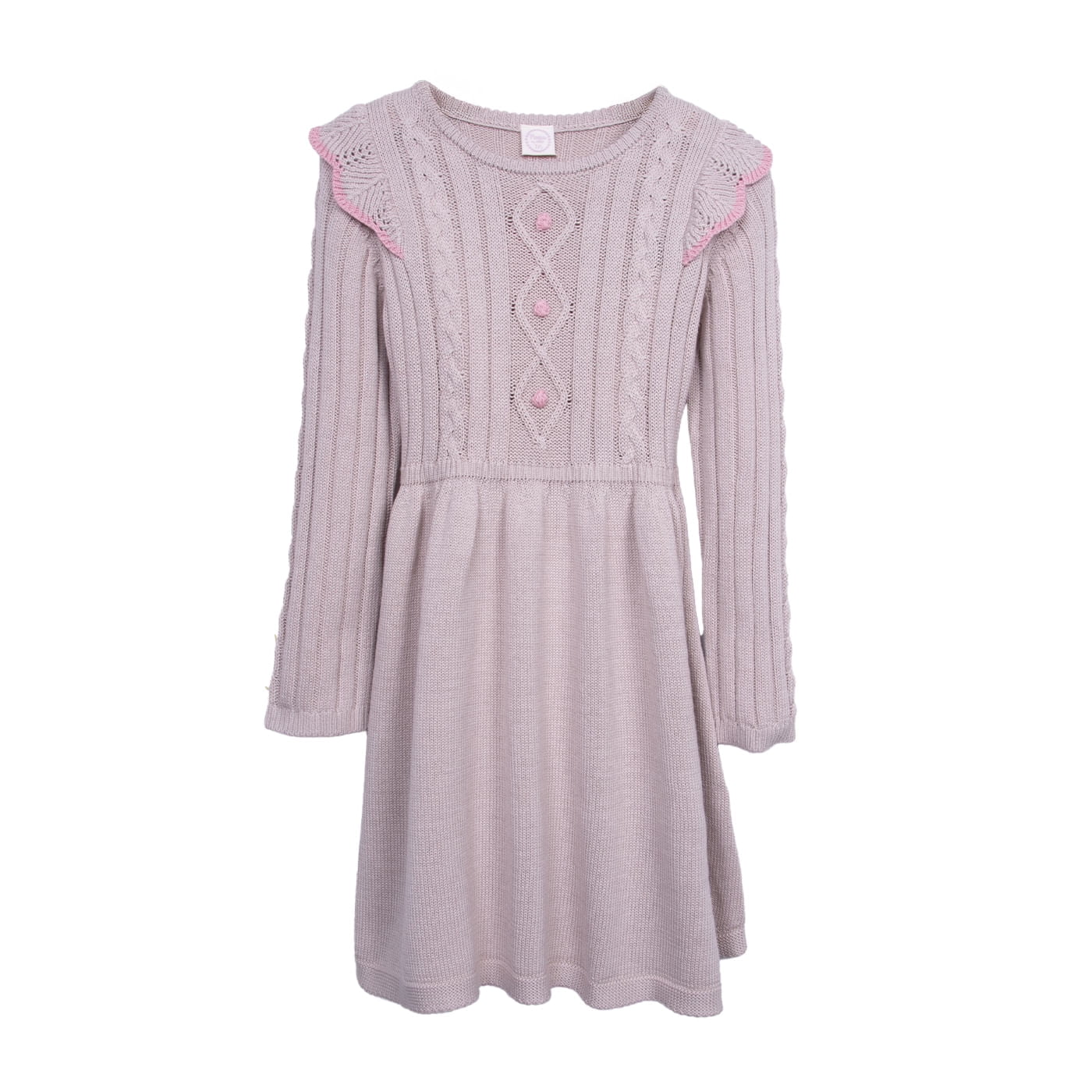 Pillin - Vestido Niña Manga Larga Tejido Beige