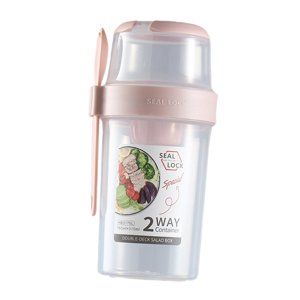 Magideal - Taza De Ensalada Con Tenedor, Taza De Postre, Recipiente De Ensalada Ligero Y Práctico, Taza De Cereales, Coctelera Para Ensalada Para Barbacoa De Pic Rosa