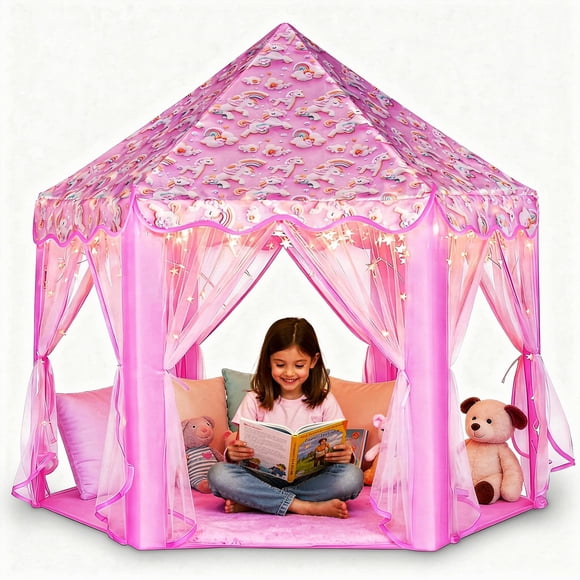 Princess Tent Lafayette. Casa de juegos grande para niños, castillo, con luces