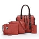 thumbnail image 1 of 4pcs/set Vintage PU Tote Bag, Luxury Top Handle Satchel, Women's Fashion Handbag, Shoulder Bag, Crossbody Bag & Clutch Purse Wallet, 1 of 3