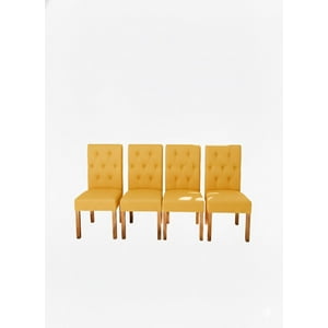 Vitelio - Pack 4 Sillas De Comedor De Madera Capitonés