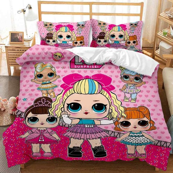 Pretty And Lovely Little Girls Quilt Duvet Cover Set Pillow case Print3-Piece Bedding Set (1 Duvet Cover + 2 Pillow Shams)
