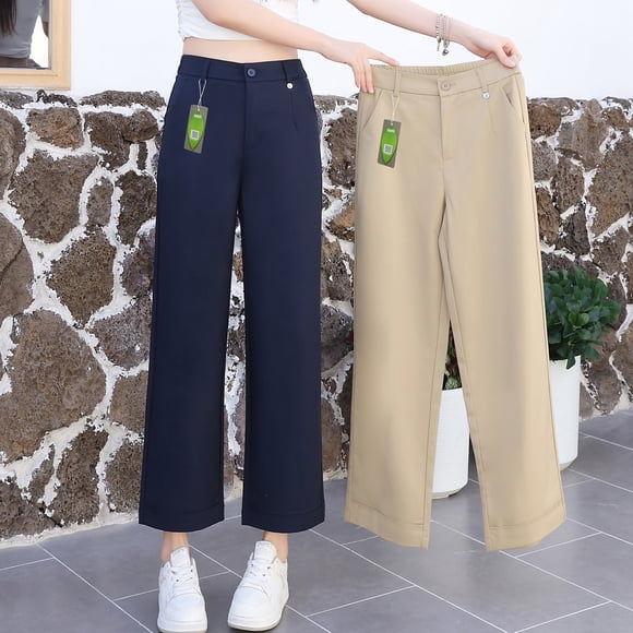 Pantalones Eadodo Pierna Recta Azul Marino Mujer