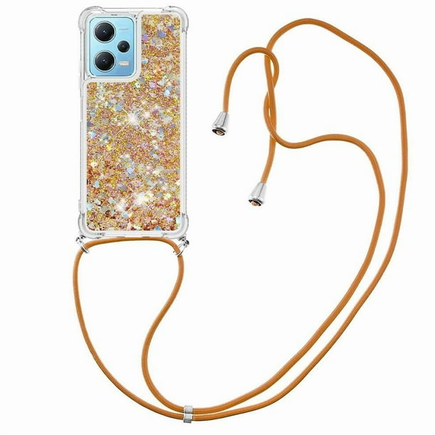 Funda FOXDOCK para Xiaomi Redmi Note 12 4G con Cuerda Ajustable, Brillo Líquido, Protección Antigolpes y Lente – Ideal para Regalo