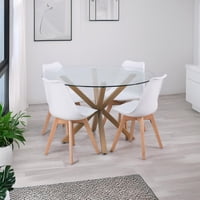 Pandalino - Comedor Mesa Equiz 120Cm + 4 Sillas Tulip Blanca | Diseño Elegante