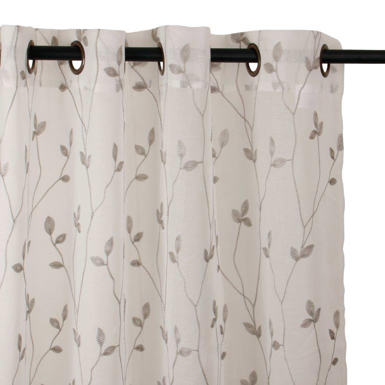 Masel - Set 2 Cortinas Velo Bordado Teresita 1.40 X 2.25 Gris