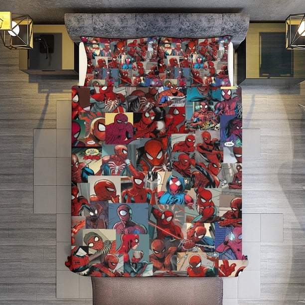 Retro Spider-Man 3 Pieces Duvet Cover Set Full Size Super Soft Fade Resistant Microfiber