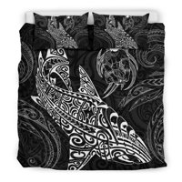 Milsleep - Juego De Funda Nórdica Shark Polynesian - Polynesian Tattoo Negro