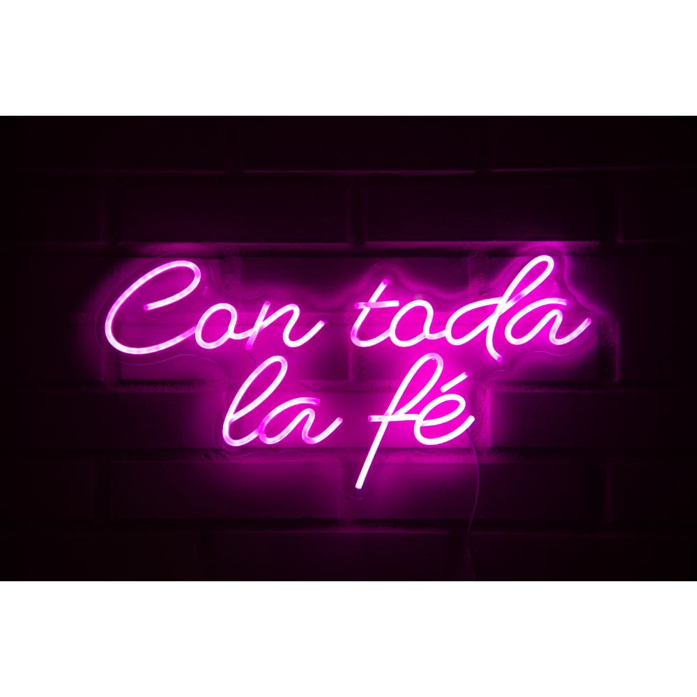 Gen - Letrero Neon Con Toda La Fe Blanco-usb