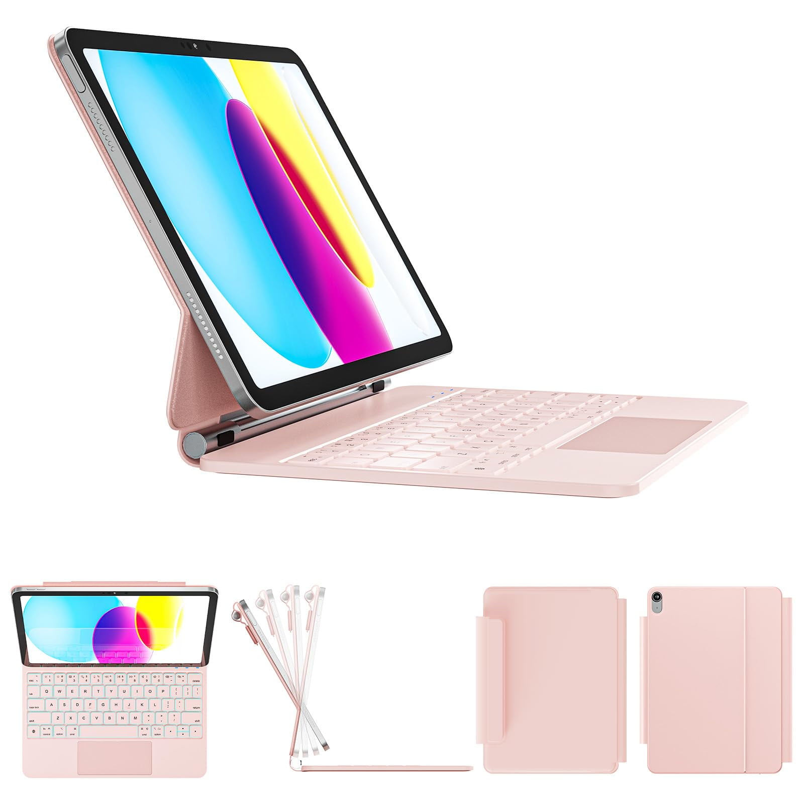 Funda Con Teclado Raymcraft Para Ipad 11ª Y 10ª Generación, Color Rosa