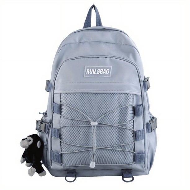 Back To School Teen Girls Boys Backpack, Mesh Pocket Front Schoolbag, Large Capacity Travel Daypack Rucksack