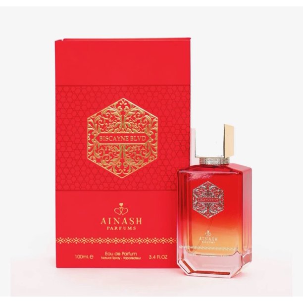 Biscayne Blvd de Ainash Parfums — Eau de Parfum unisex, 100 ml | Elegante mezcla de azafrán, rosa y ámbar