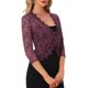 thumbnail image 4 of INSPIRE CHIC Chaqueta de Encaje Floral para Mujer con Mangas 3/4 y un Botón Bolero Cárdigan Fucsia XL, 4 of 6