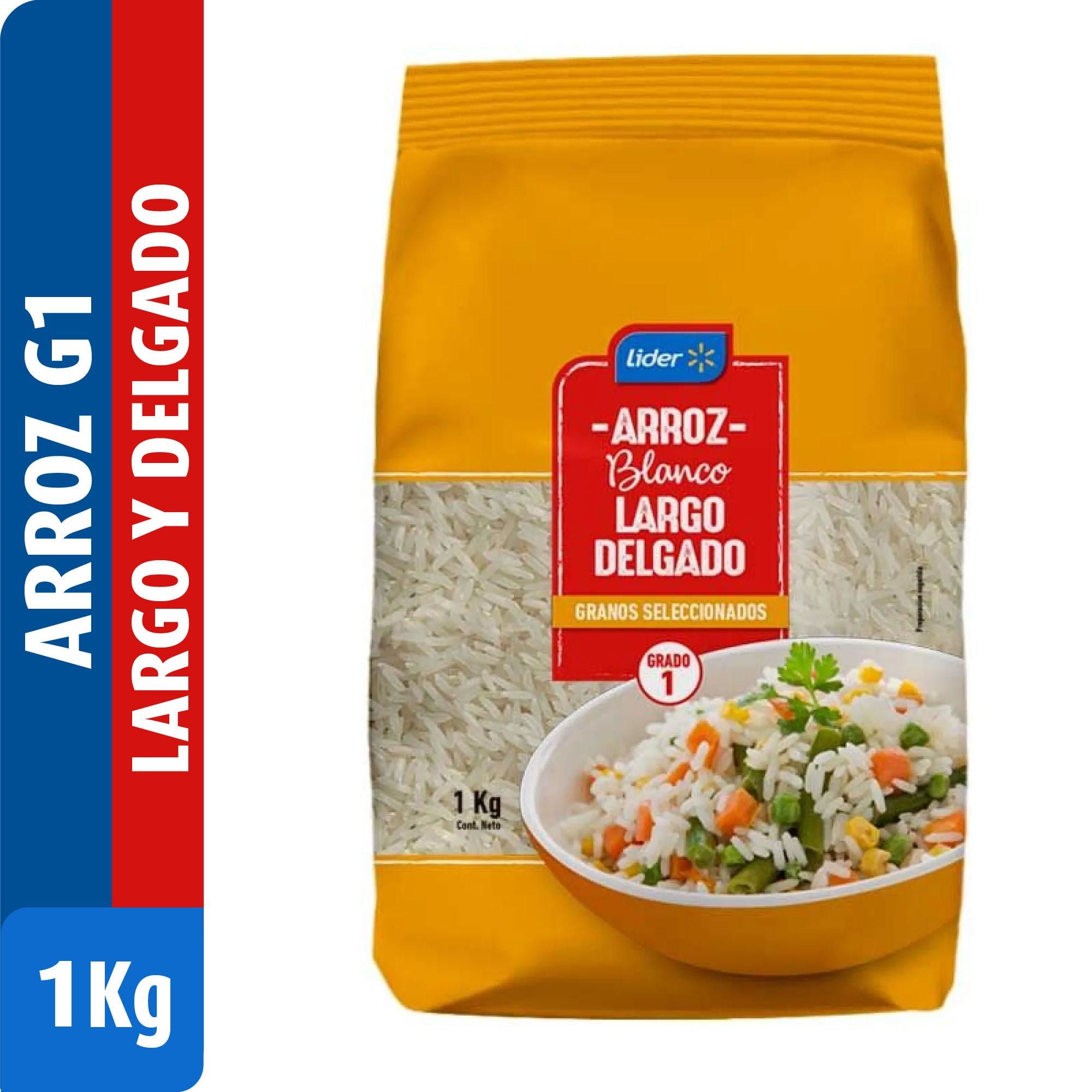 Arroz Grado 1 Grano Largo Y Delgado Bolsa 1 kg Lider