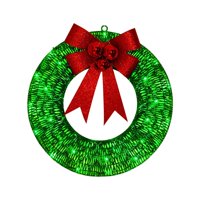 Magideal - Corona Navideña, Corona Led, Decoración De Pared Para Inauguración De La Casa, Coronas De Flores Rústicas, Corona Para Puerta Delantera, Para Porche, Verde 40Cm