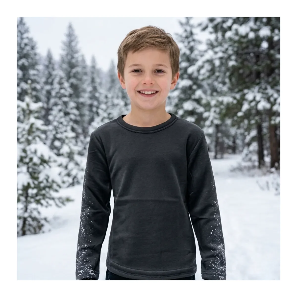 Genérico - Camiseta Manga Larga Primera Capa Niños Polar Cuello Redondo