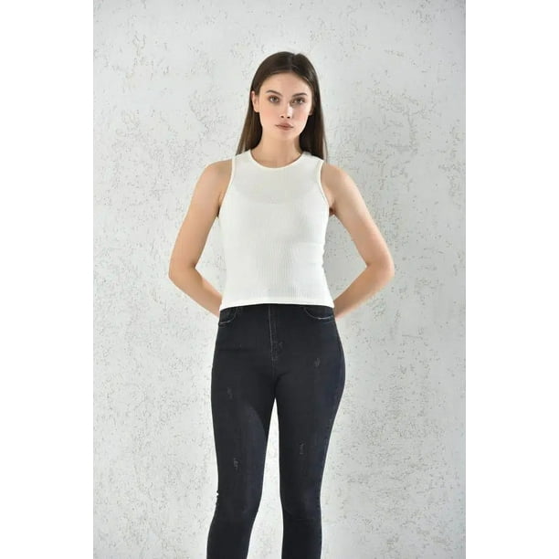 Polera Musculosa Mujer Blanco Sin Mangas Talla S Lider