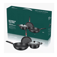 Genérico - Set Ollas Y Sartenes Antiadherente Tipo Piedra 3 Piezas