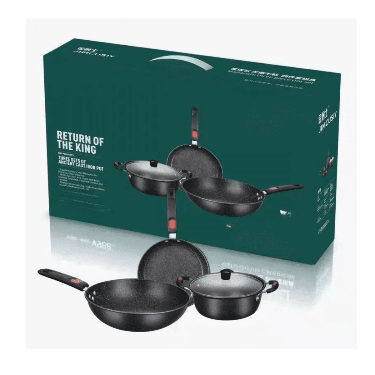 Genérico - Set Ollas Y Sartenes Antiadherente Tipo Piedra 3 Piezas