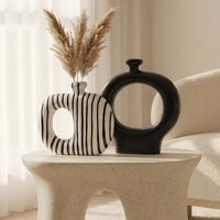 Santú Home & Deco - Floreros Modernos De Cerámica Noir Loop