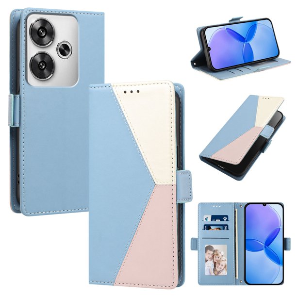 Funda Cartera con Soporte para Xiaomi Xiaomi Poco F6 5G, Azul Claro