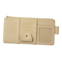 Magideal - Organizador De Visera Para Coche, Organizador De Teléfono Móvil, Cuero Pu, Multifuncional, Multibolsillo, Bolsa De Almacenamiento Para Coche, Bolsillo Beige
