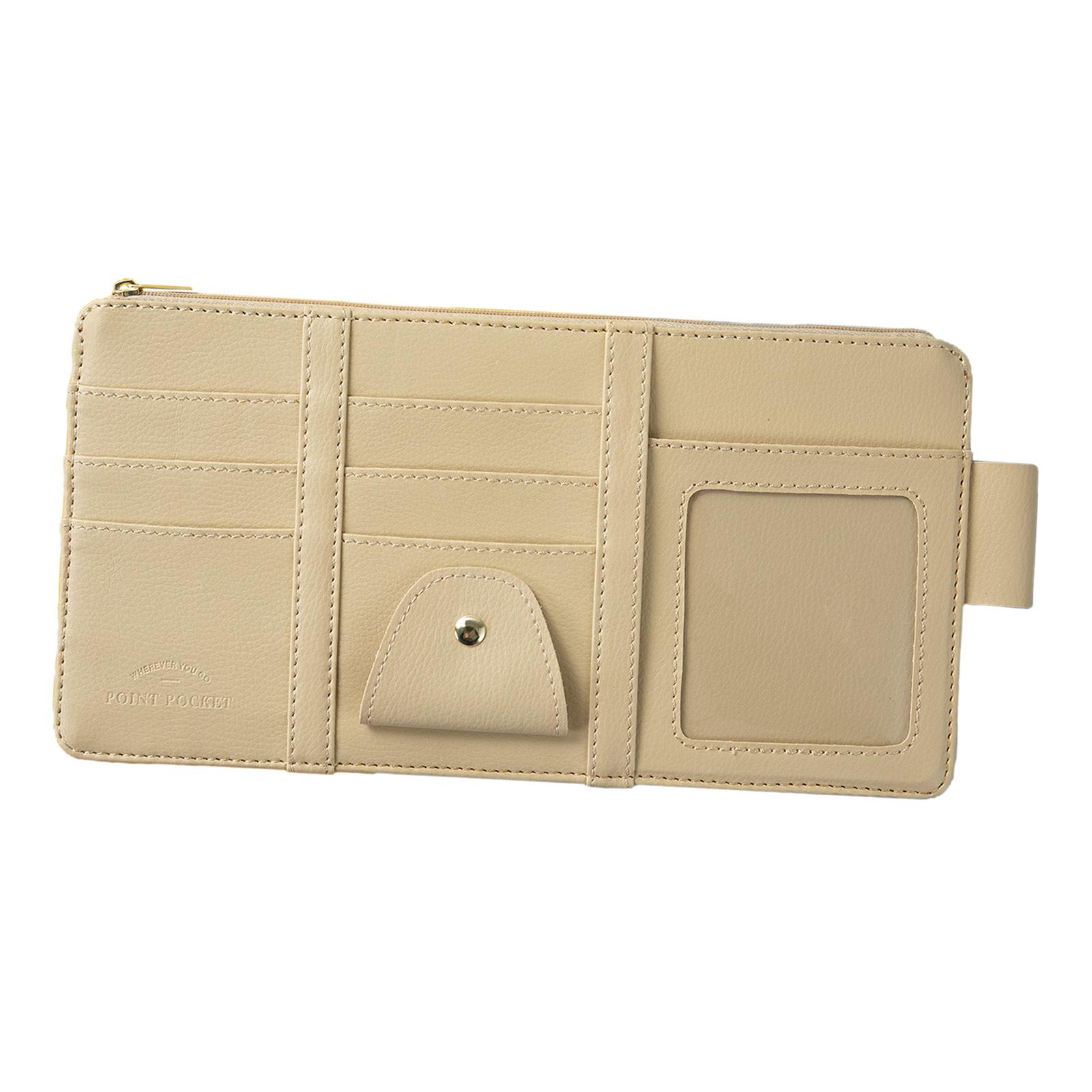 Magideal - Organizador De Visera Para Coche, Organizador De Teléfono Móvil, Cuero Pu, Multifuncional, Multibolsillo, Bolsa De Almacenamiento Para Coche, Bolsillo Beige