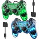 thumbnail image 1 of Controlador con cable Degulan para PS2 de alto rendimiento con doble vibración (ClearGreen y ClearBlue), 1 of 7