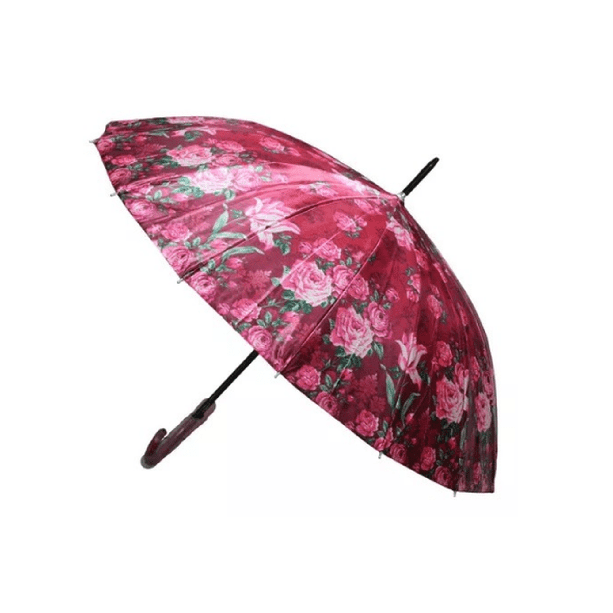 Genérico - Paraguas Plegable 16 Varillas 79cm Automático Burdeo