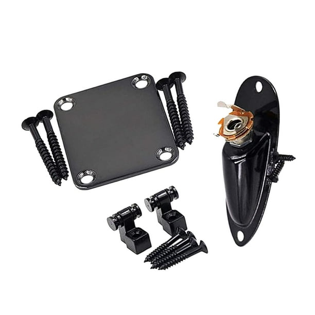 Hardware de placa de cuello con tornillos, Material de bricolaje, hebilla de cuerda de presión duradera para guitarras eléctricas acústicas, de , negro