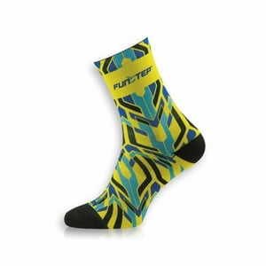 Funstep - Calcetines Ciclismo Divertidos Amarillo/Azul Medios Xl(4-47)