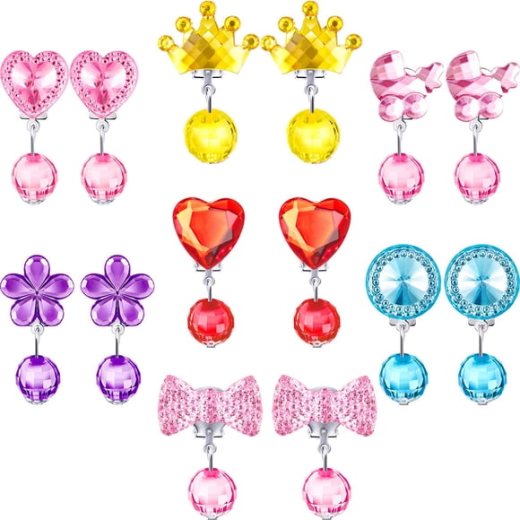 Pendientes Hicarer 7 pares de clip para niñas – regalo de princesa