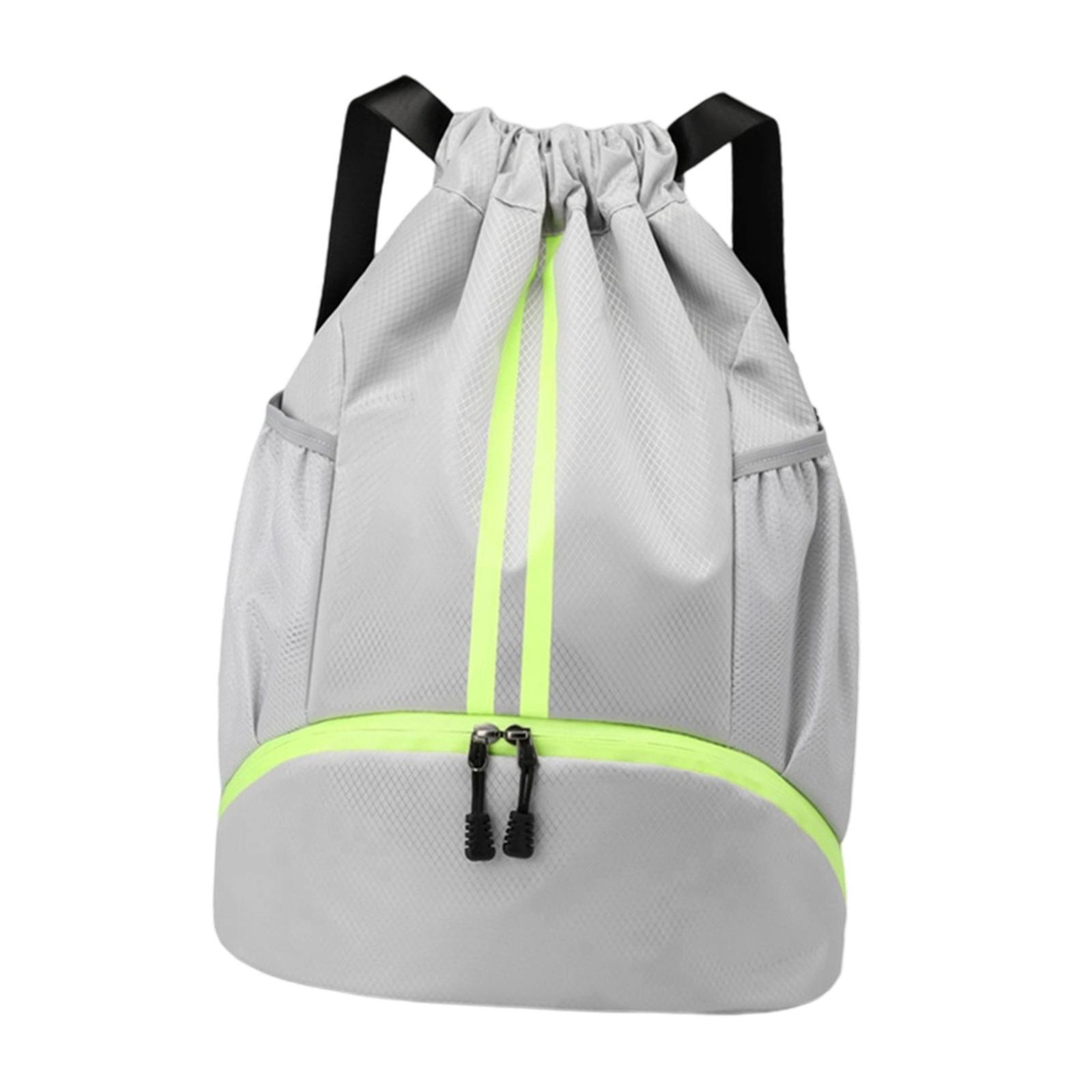 Magideal - Mochila Con Cordón, Bolsa Deportiva Para Gimnasio, Organizador De Almacenamiento, Gran Capacidad, Bolsa De Natación Con Separación, Bolsa De Fitness P Gris
