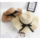 thumbnail image 1 of 1pc Summer Fashion Simple Black Strap Wavy Edge Straw Sun Hat with Chin Strap, Suitable for Outdoor Travel and Beach Vacation, 1 of 2
